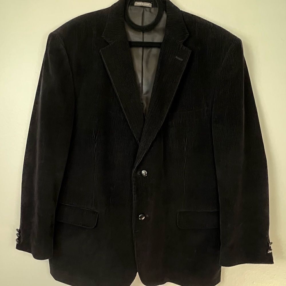 David Taylor Corduroy Blazer Sport Coat Men’s Two Button Jacket Size 44R Black